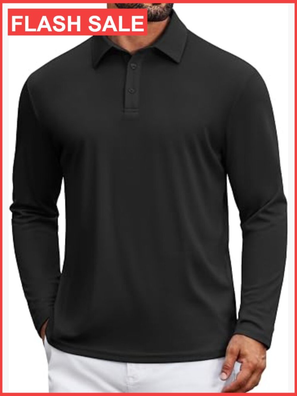 Long Sleeve Polo Shirt Men UPF 50+ Quick Dry Athletic Golf Top